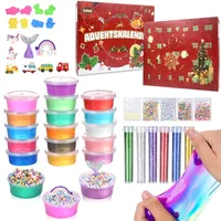 Crafteel Adventskalender Slime 2024 Weihnachtskalender mit Schleim, Slime Set zum Selbermachen Adventskalender 2024 für Kinder Mädchen Jungen