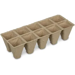 Relaxdays Anzuchttöpfe 24er Set, Anzuchtplatten für 240 Setzlinge, Papier, biologisch abbaubar, HBT: 5,5x22x8,5cm, natur