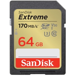 SanDisk 64GB SDXC Extreme 170MB/s V30 UHS-I U3, Class 10