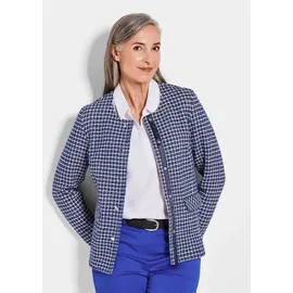 GOLDNER Elegante Karo-Jacke mit Glanzeffekten in royalblau weiß, / gemustert), | Gr.: 38
