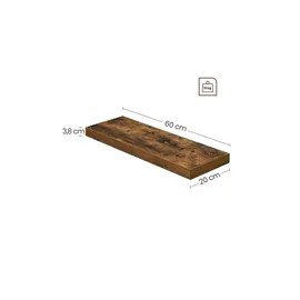 VASAGLE Wandregal 60 x 20 x 3,8 cm Braun
