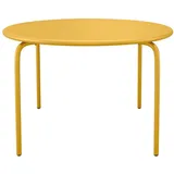 Vente-Unique Gartentisch, Dunkelgelb, Metall, Uni, 6-Sitzer, Rund, 130x74x130 cm, Gartenmöbel, Gartentische, Gartentische