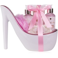 Accentra Velvet Luxury Badeset, Geschenkset in wunderschönem, weißen Keramik-Pump, 6-teiliges Luxus Beautyset für ein entspanntes SPA-Erlebnis