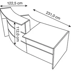 Kerkmann Empfangstheke BARI gebogen, anthrazit, weiß 231,0 x 122,5 x 112,0 cm