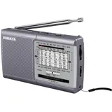 XHDATA D219 UKW/FM/AM Radio Batteriebetrieben Weltempfänger MiniRadio,KurzwelleRadio Retro für Haushalt Outdoor Camping Wandern TragbaresRadio Grau