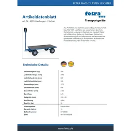 FETRA Handwagen 4001L 400 kg