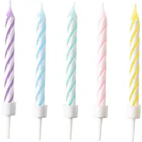 Amscan Spiralkerzen Pastel Rainbow 10 St. Gelb/Lila/Rosa/Silber/Mint