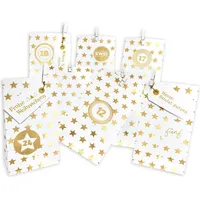 Frau Wundervoll DIY Adventskalender zum Befüllen Weihnachtszeit, Blockbodenbeutel 12(L)x7(B)x24(H)cm