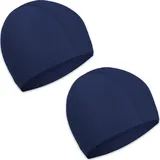 Badekappe 2 Sück Unisex Badehaube Damen Bademütze Schwimmhaube Schwimmkappe Flexible Kappe Badehut für mädchen Lange Haare Herren Kinder Jungen (Navy blau)