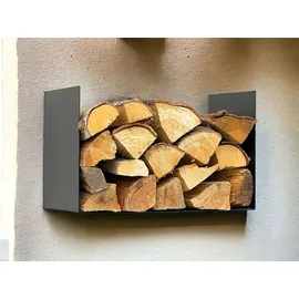 DanDiBo Ambiente DanDiBo Kaminholzregal Innen Metall Schwarz Kaminholzständer mit Rückwand an der Wand Hängend 96432 Holzkorb Kaminholzhalter