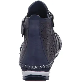 Gemini Damen Stiefelette Leder Cutouts floral Muster 382019-19, Größe:38 EU, Farbe:Blau - Blau - 38