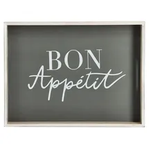Zeller Present Tablett, (1 tlg.), mit Aufdruck ''Bon Appetit'', 2 Grifflöcher, grau