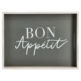 Zeller Present Tablett, (1 tlg.), mit Aufdruck ''Bon Appetit'', 2 Grifflöcher, grau