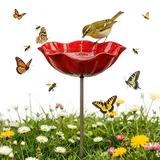 Metall Blumen Gartenstecker Vogeltränke, 2026 Neu Blume Bienentränke für Den Garten, Handgefertigte Blume Garten Stake Vogelbad, Insektentränke Gartens Für Bienens Schmetterlingstränke (Rot,1Pcs)