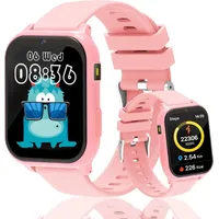 Smartwatch Kinder mit Schrittzähler Uhr, 1,83" HD Kinder Smartwatch mit Schlafmonitor, 18 Spiele, Wecker, Taschenlampe, IP68 Wasserdicht, Fitness ... - Rosa