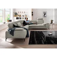 W.Schillig Ecksofa »valentinoo, Designsofa, elegant und bequem, L-Form«, (Set), mit Sitztiefenverstellung, Breite 318 cm grau