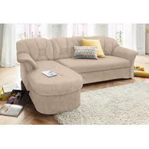 DOMO collection Ecksofa »Elva, zeitlose Formensprache, elegante Rückensteppung, L-Form«, wahlweise mit Bettfunktion und Federkern beige
