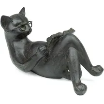 moritz Dekofigur Figur Katze 14x7,5 cm Kater Brille Buch Leseratte Geschenk Dekoration