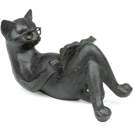 moritz Dekofigur Figur Katze 14x7,5 cm Kater Brille Buch Leseratte Geschenk Dekoration
