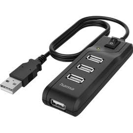 Hama USB-Hub, 4x USB-A 2.0 Hub, 4 Ports 480 Mbit/s