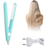 2-in-1 Glätteisen, Haarglätter aus Keramik Erzielen Sie Gerfekt Glattes oder Lockiges Haar, Mini Haarglätter, für lange & Kurze Haare, Tragbar Lockenwickler, Für alle Haartypen Geeignet (blau)