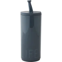 Design Letters Life Reisebecher 500 ml blau mit Strohhalm