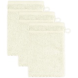 Frottana Pearl Waschhandschuh 15 x 20 cm aus 100% Baumwolle, Ivory 3er Set