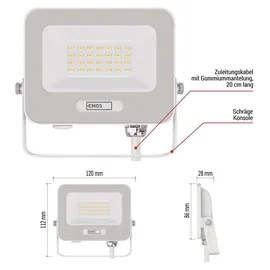 EMOS LED Aluminium-Strahler 20 W 20 cm 1 Stück weiß