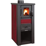 ProTermo Lava Ceramic Kaminofen Rot - 6,5 kW Heizleistung - 35x44x78 cm Holzofen mit Schamottsteinen mit Sichtfenster Holz Kamin - Bauart 2