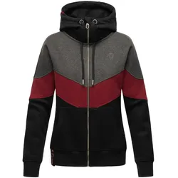 NAVAHOO Damen Kapuzensweatjacke Sportliche Damen Sweatjacke im Coloblocking-Stil Honigperle