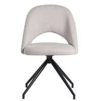 Stuhl aus beigem Stoff mit texturiertem Samteffekt und schwarzem Metall 360° drehbar COSETTE