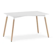 home collective Esstisch Tisch Küchentisch Esszimmertisch klein 120cm Länge + 80cm Breite weiss mit Vollholzbeinen in Natur