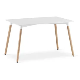 home collective Esstisch Tisch Küchentisch Esszimmertisch klein 120cm Länge + 80cm Breite weiss mit Vollholzbeinen in Natur