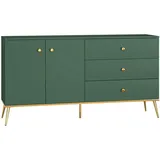 Feldmann-Wohnen Sideboard 160 x 85 x 40 cm Dunkelgrün / Gold