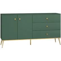 Feldmann-Wohnen Sideboard 160 x 85 x 40 cm Dunkelgrün / Gold