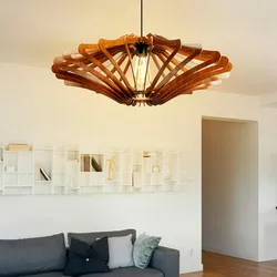 WellHome Deckenlampe 59x55cm in Walnuss-Design Engel