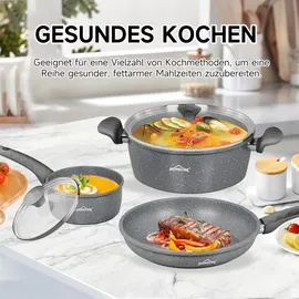Homelux Topfset Pfannenset 6-tlg, Induktions Töpfe Set mit Deckel, Antihaftbeschichtung, Geschmiedetes Kochgeschirr Set, Kochtopfset für Alle Herdarten