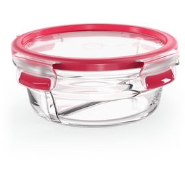 Emsa Clip&Close Glas rund 550ml Aufbewahrungsbehälter mit Trenner rot (N1040200)