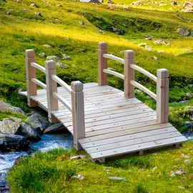 Outsunny Gartenbrücke 152,5 x 67 x 48 cm Natur
