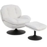 Kare Drehsessel STANFORD Polyester 82 x 86 x 85 cm Weiß mit Hocker