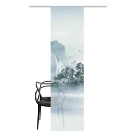 HOME WOHNIDEEN Schiebegardine HOME WOHNIDEEN "VITNAM LINKS" Gr. 1, grün, B:60cm H:245cm, Polyester, Gardinen, Schiebewand Seidenoptik, Digitaldruck