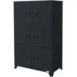 ML-Design Aktenschrank 75x40x120 cm Anthrazit, Stahl, Freistehender Büroschrank 4 Beinen, Metallspind 6 Türen, 3 Innenfächer, Industrial,