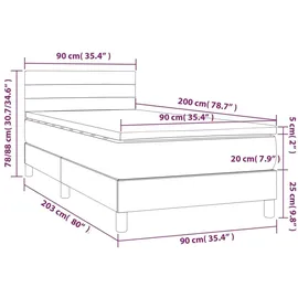 vidaXL Boxspringbett 90 x 200 cm Creme