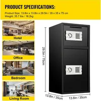 Großer Sicherheitssafe mit Doppeltür, 2,6 Kubikfuß, Stahl, mit digitalem Schloss für Geld, Waffen, Schmuck, Schwarz - Mophorn