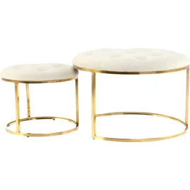 Kayoom Hocker Becky 825 2er-Set Elfenbein / Gold