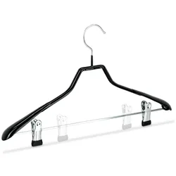 Relaxdays Klammerbügel, 10er Set, Kleiderbügel für Kostüme, gummiert aus Metall, rutschfest, platzsparend, 42 cm, schwarz