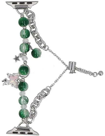 Neue Armbanduhr GlacierX Slider Clasp Layered Charm Bracelet Verdant Silver für Apple Watch 38/40/41mm Silber-Grün
