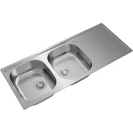 Teka UNIVERSE 80 T-XP 2C 1E, Aufsatzwanne, Rechteckig, Edelstahl, Edelstahl, 2 Becken, Rechteckig - Silber