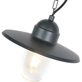QAZQA Hängelampe Stahl/Glas IP44 E27 spritzwassergeschützt anthrazit