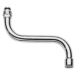 Grohe S-Auslauf Ausladung 150mm für Küchen-Wandbatterien, Chrom, schwenkbar, Auslauf mit Mousseur, Verschraubung M22x1 13052000